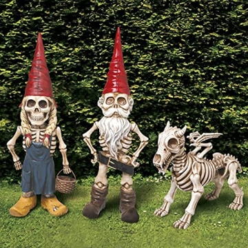 EJWCIG Zombie Gnome Skeleton Figurines for Quirky Decor