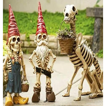 EJWCIG Zombie Gnome Skeleton Figurines for Quirky Decor