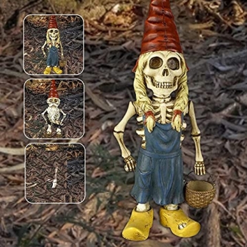 EJWCIG Zombie Gnome Skeleton Figurines for Quirky Decor