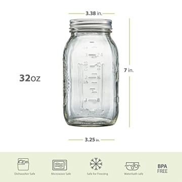 Versatile 32 oz Mason Jars Starter Kit with Lids & Labels