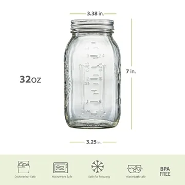 Versatile 32 oz Mason Jars Starter Kit with Lids & Labels