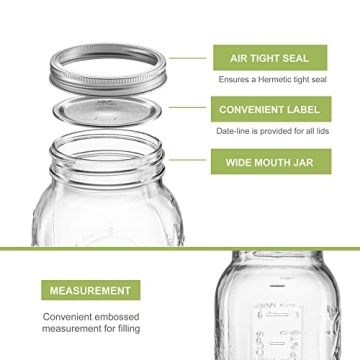 Versatile 32 oz Mason Jars Starter Kit with Lids & Labels