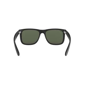 Ray-Ban RB4165 Justin Rectangular Sunglasses, Black/Dark Green, 55 mm