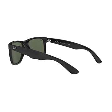 Ray-Ban RB4165 Justin Rectangular Sunglasses, Black/Dark Green, 55 mm