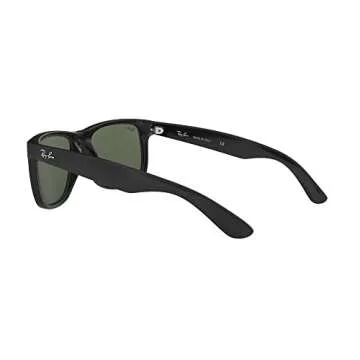 Ray-Ban RB4165 Justin Rectangular Sunglasses, Black/Dark Green, 55 mm