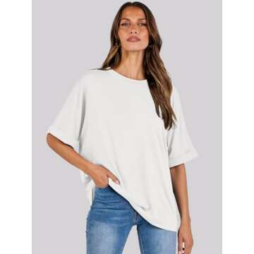ANRABESS Womens Tops Oversized T Shirts Short Sleeve Crewneck Summer Casual Loose Basic Tee Shirt 2025 Trendy Fashion Clothes White Small