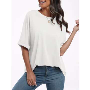 ANRABESS Womens Tops Oversized T Shirts Short Sleeve Crewneck Summer Casual Loose Basic Tee Shirt 2025 Trendy Fashion Clothes White Small