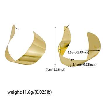 Gold Plated Hoop Earrings Big Vintage Dainty Statement Hypoallergenic Geometric Boho Earrings Jewelry for Women Wedding Gifts(Gold)