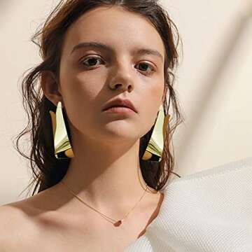 Gold Plated Hoop Earrings Big Vintage Dainty Statement Hypoallergenic Geometric Boho Earrings Jewelry for Women Wedding Gifts(Gold)