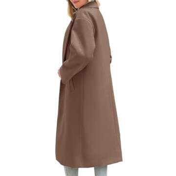 Bnycuml Women's Winter Wool Coat Notch Lapel Single Breasted Casual Mid Long Pea Trench Coat(Light Brown,Medium)