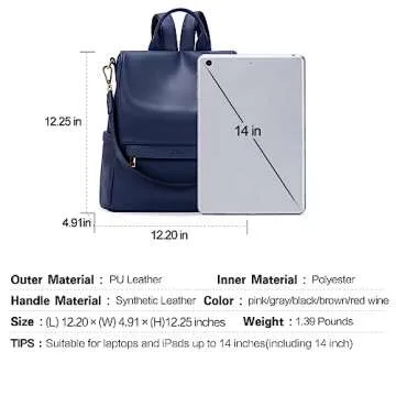 CLUCI Women Backpack Purse Fashion Leather Large Travel Bag Ladies Shoulder Bags Dark Blue