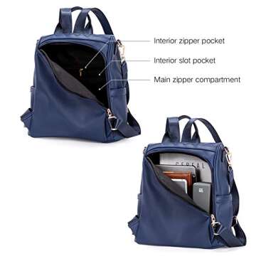 CLUCI Women Backpack Purse Fashion Leather Large Travel Bag Ladies Shoulder Bags Dark Blue