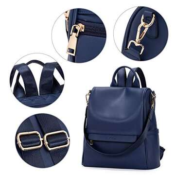 CLUCI Women Backpack Purse Fashion Leather Large Travel Bag Ladies Shoulder Bags Dark Blue