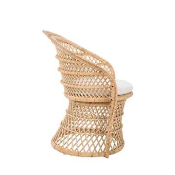 Kouboo Rattan Armchair – Natural Peacock Style Lounge & Dining Chair – Boho Patio Furniture, Indoor Accent Chair for Living Room, Bedroom – Comfortable Wicker Chair for Home Decor