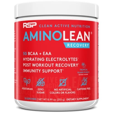 RSP AminoLean Recovery - Post Workout BCAAs Amino Acids Supplement + Electrolytes, BCAAs and EAAs fo...