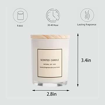 Gifts for Women Men-Scented Candles 100% Pure Natural Soybean Wax with Plant Essential Oils, Perfect for Bath, Yoga, Christmas, Birthday, Mother's Day