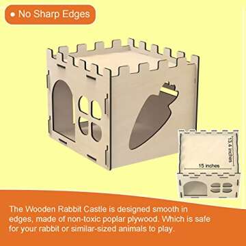 HIIMALEX Extra Large Sturdy Bunny Castle Hideout for Indoor Rabbits Play House with Stairs Round Edges Detachable Habitats for Rabbit Guinea Pig Chinchilla Hedgehog