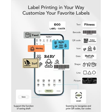 iDOO Label Maker Portable Bluetooth Printer for Home Office