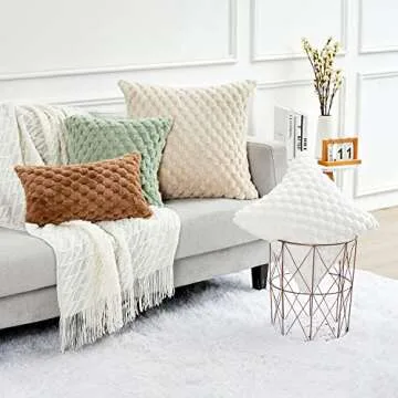 Yaertun Pack of 2 Super Soft Cozy Decorative Throw Pillow Covers Fuzzy Plush Faux Fur Luxury Cushion Cover Pillowcase for Sofa Couch Bed Livingroom 16x16 Inch Sage Green