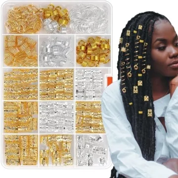 262 Pcs Silver Gold Hair Jewelry - Dreadlock & Braid Charms Set