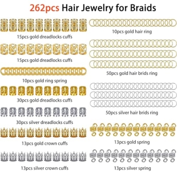 262 Pcs Stunning Hair Jewelry for Braids and Dreadlocks