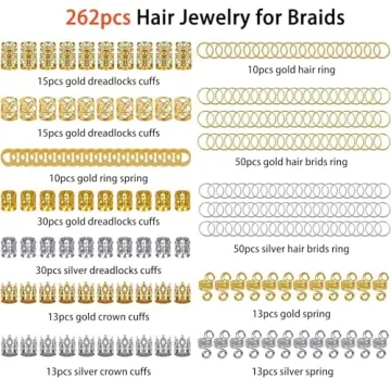 262 Pcs Stunning Hair Jewelry for Braids and Dreadlocks