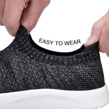 Zefani Walking Shoes for Women Slip On Mesh Sneakers Breathable Casual Shose Lightweight Tennis Shoes Comfortable Athletic Shoes for Gym Travel Work Black White 6.5 M US