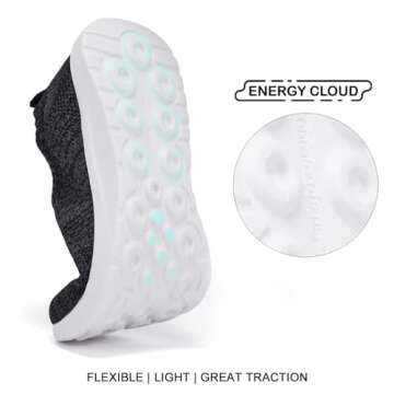 Zefani Walking Shoes for Women Slip On Mesh Sneakers Breathable Casual Shose Lightweight Tennis Shoes Comfortable Athletic Shoes for Gym Travel Work Black White 6.5 M US