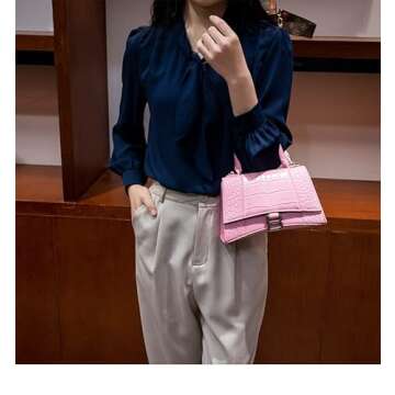 AOOF Crocodile Pattern Women's Handbag 2022 New Handbag Single Shoulder Diagonal Straddle Leisure Women's Bag Largepink,Silver