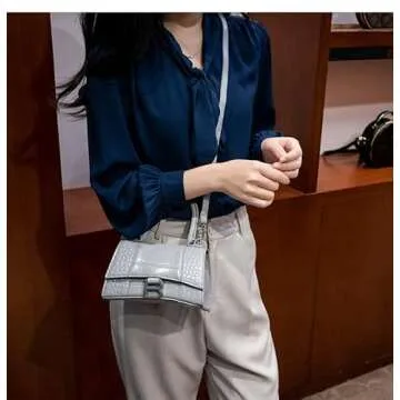 AOOF Crocodile Pattern Women's Handbag 2022 New Handbag Single Shoulder Diagonal Straddle Leisure Women's Bag Largepink,Silver