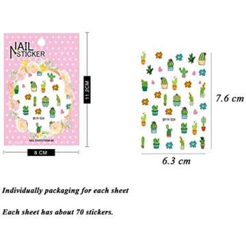 Nail Stickers for Women and Little Girls - 12 Sheets 3D Self-Adhesive DIY Nail Art Decoration Set In...