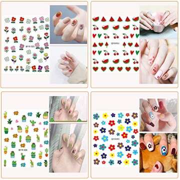 Fun Nail Stickers Set for Women and Kids - 12 Sheets