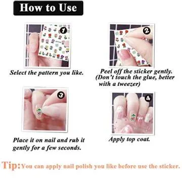 Fun Nail Stickers Set for Women and Kids - 12 Sheets