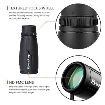 Eyeskey High-end 8X42 Compact Monocular Telescopes Pocket Scope - Brighter & Clearer Vision - Fully Waterproof & Fog-Proof - Lightweight Scopes for Wildlife Watching