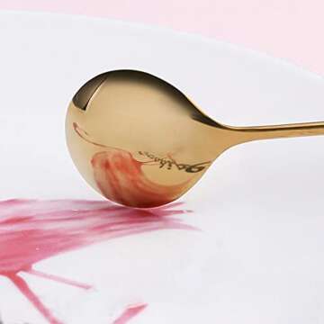 Disposable Plastic Gold Mini Spoons, Gold Plastic Cutlery, 4 inch Gold Dessert Spoon, Great for Catering, Parties, Dinners, Weddings, and Everyday Use