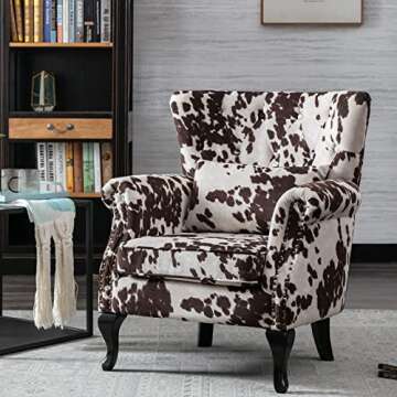 DM Furniture Set of 2 Mid-Century Modern Accent Chair, Velvet Armchair w/Tufted Back/Wood Legs, Upho...