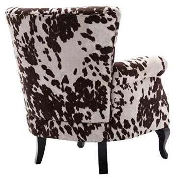 DM Furniture Set of 2 Mid-Century Modern Accent Chair, Velvet Armchair w/Tufted Back/Wood Legs, Upholstered Lounge Arm Chair Single Sofa for Living Room Bedroom, Cow Print