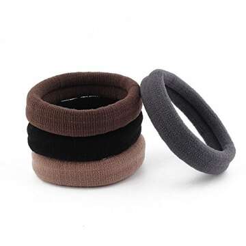 Set of 24 Soft Endless Fabric Hair Elastics Hair Bands Thick Seamless Cotton Stretch Hair Ties Rope ...
