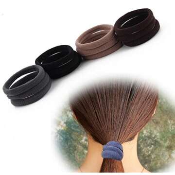 Set of 24 Soft Endless Fabric Hair Elastics Hair Bands Thick Seamless Cotton Stretch Hair Ties Rope Ponytail Holders Headband Scrunchie Hair Accessories No Slipping Snagging Breaking or Stretching Out