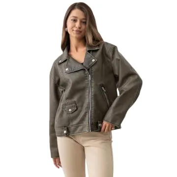 LY VAREY LIN Women Faux Leather Jacket - Chic Biker Style