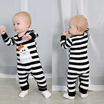 YOUNGER TREE Infant Baby Girls Boys Fall Outfit Pumpkin One Piece Romper Halloween Smocked Bodysuit ...