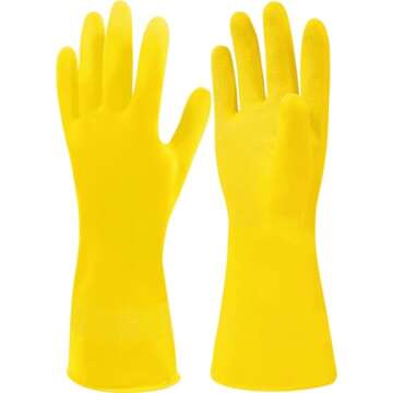SteadMax 3 Pack Yellow Cleaning Dish Gloves, Professional Natural Rubber Latex Dishwashing Gloves, R...