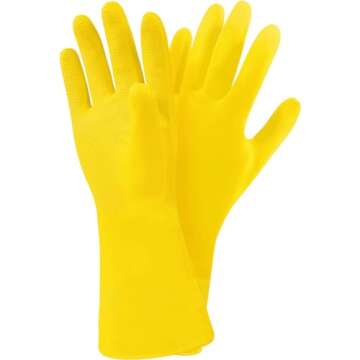 SteadMax 3 Pack Yellow Cleaning Dish Gloves, Professional Natural Rubber Latex Dishwashing Gloves, Reusable Kitchen Dishwasher Gloves Medium Size (3 Pairs) (Pack of 1)