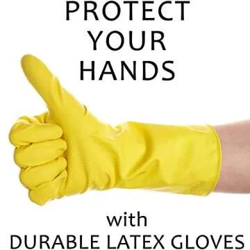 SteadMax Yellow Dish Gloves - Reusable Latex Cleaning Gloves