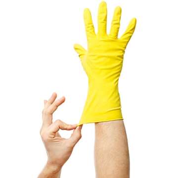 SteadMax 3 Pack Yellow Cleaning Dish Gloves, Professional Natural Rubber Latex Dishwashing Gloves, Reusable Kitchen Dishwasher Gloves Medium Size (3 Pairs) (Pack of 1)