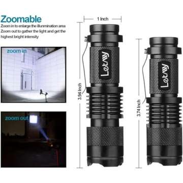 LETMY Tactical Flashlight, Super Bright LED Mini Flashlights with Belt Clip, Zoomable, 3 Modes, Wate...