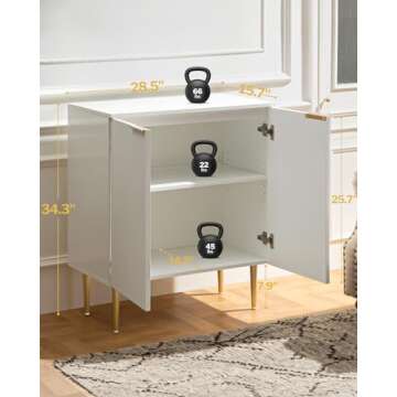 SICOTAS Fluted White Storage Cabinet, Wooden Sideboard Buffet Cabinet with Spray-Painted Finish, Mul...