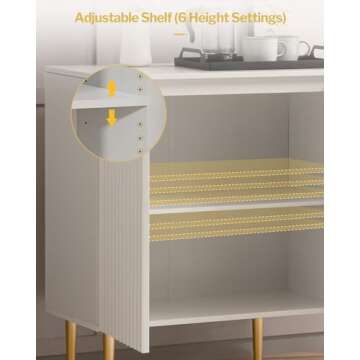 SICOTAS Fluted White Storage Cabinet, Wooden Sideboard Buffet Cabinet with Spray-Painted Finish, Multifunctional Console Table with Storage Accent Credenza for Living Room, Dining Room