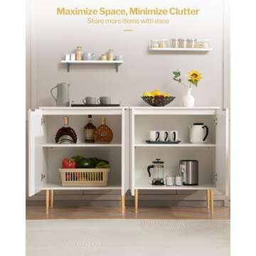 SICOTAS Fluted White Storage Cabinet, Wooden Sideboard Buffet Cabinet with Spray-Painted Finish, Multifunctional Console Table with Storage Accent Credenza for Living Room, Dining Room