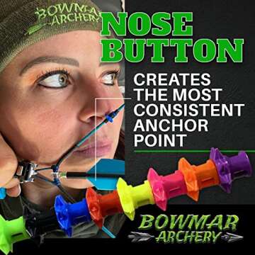 Bowmar Archery Nose Button, Extremely Light Weight, Creates Consistent Anchor Point, Two Sizes Included (Black)